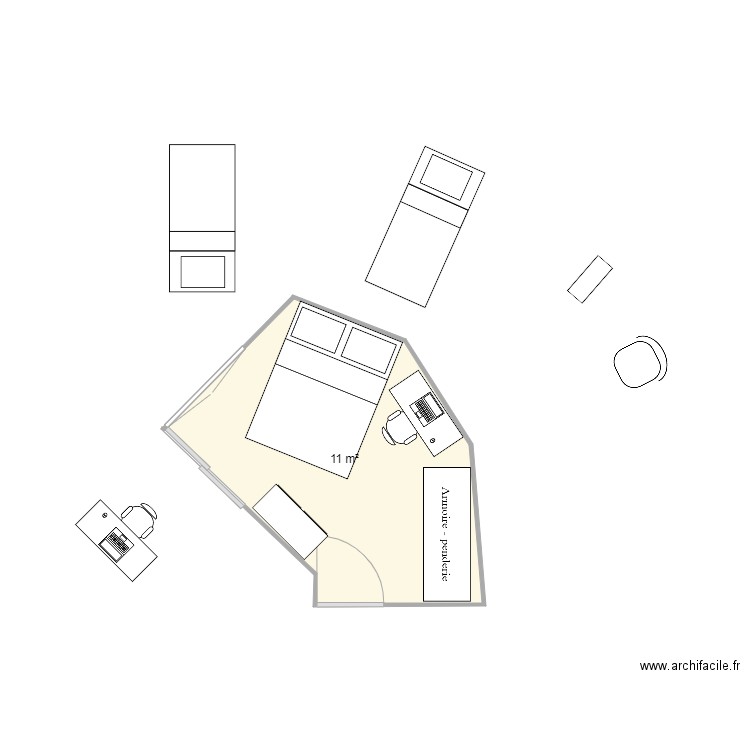 Chambre Enfant 2. Plan de 1 pièce et 11 m2