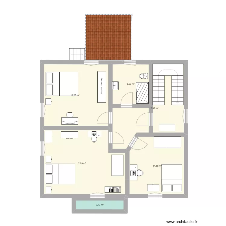 Les combles. Plan de 