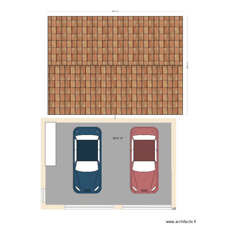 Garage. Plan de 1 pièce et 39 m2