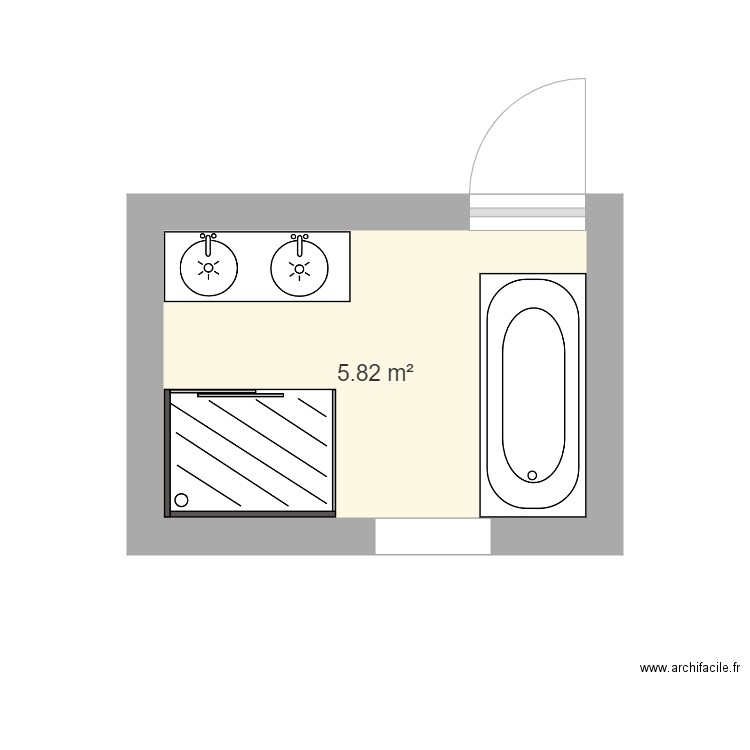 salle de bain - Plan 1 pièce 6 m2 dessiné par jamagelu