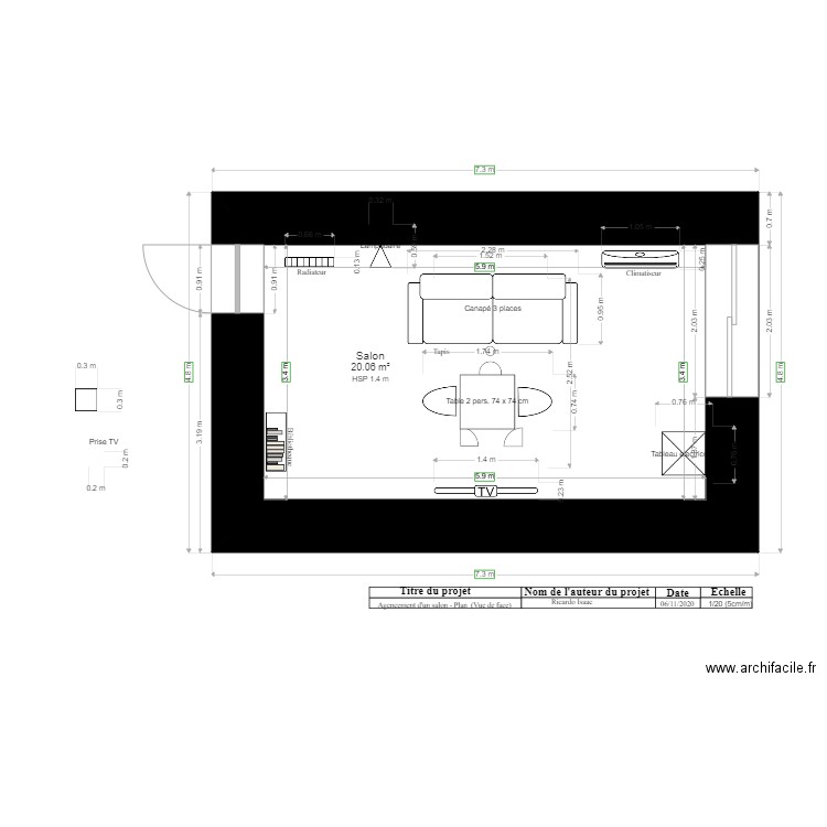 Agencement salon plan vue de face. Plan de 0 pièce et 0 m2