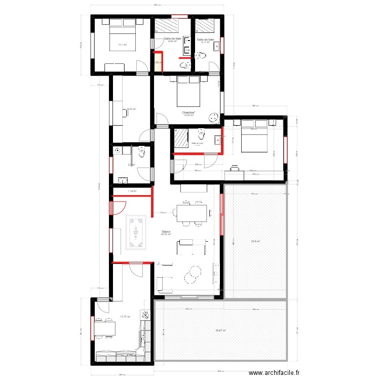 Chagoury version 3. Plan de 13 pièces et 168 m2