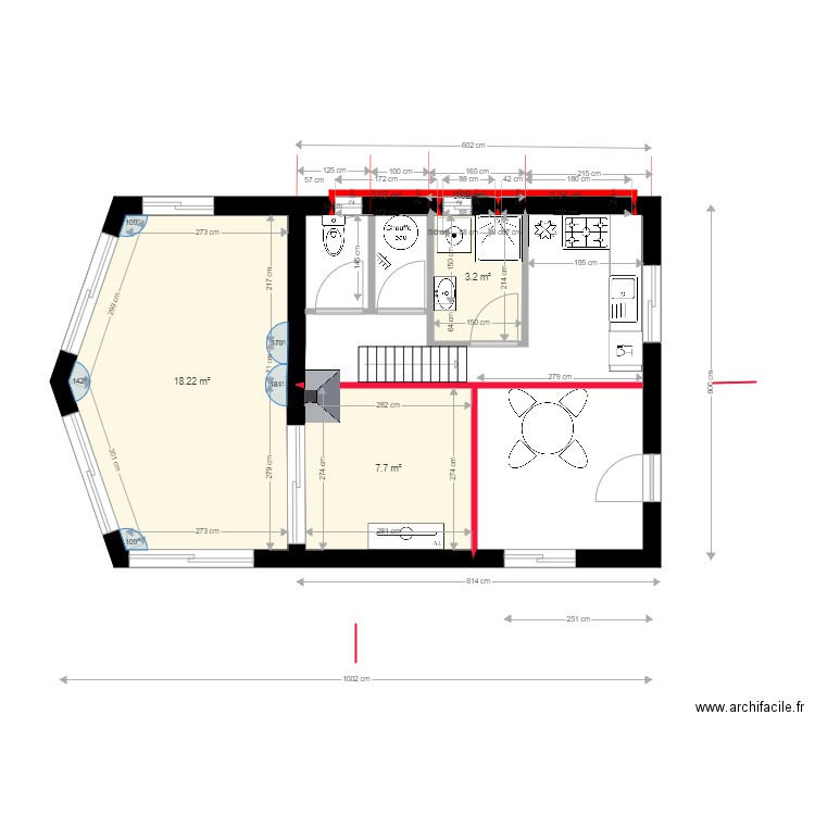 PLAN RDC cote. Plan de 6 pièces et 29 m2