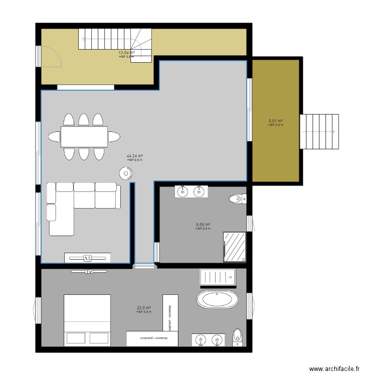 maison. Plan de 5 pièces et 100 m2