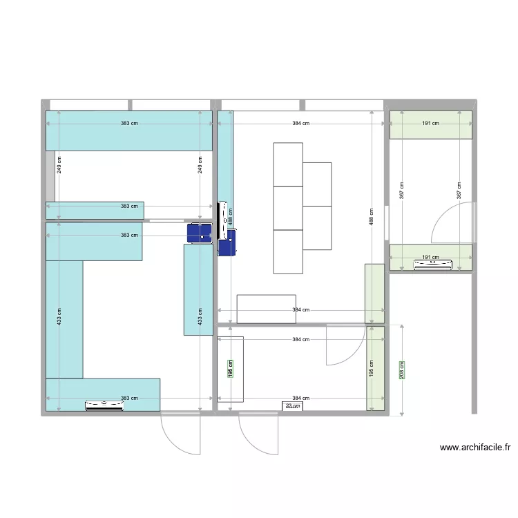 Labos-vide avec paillasse fixees. Plan de Labos-vide avec paillasse fixees. Plan de