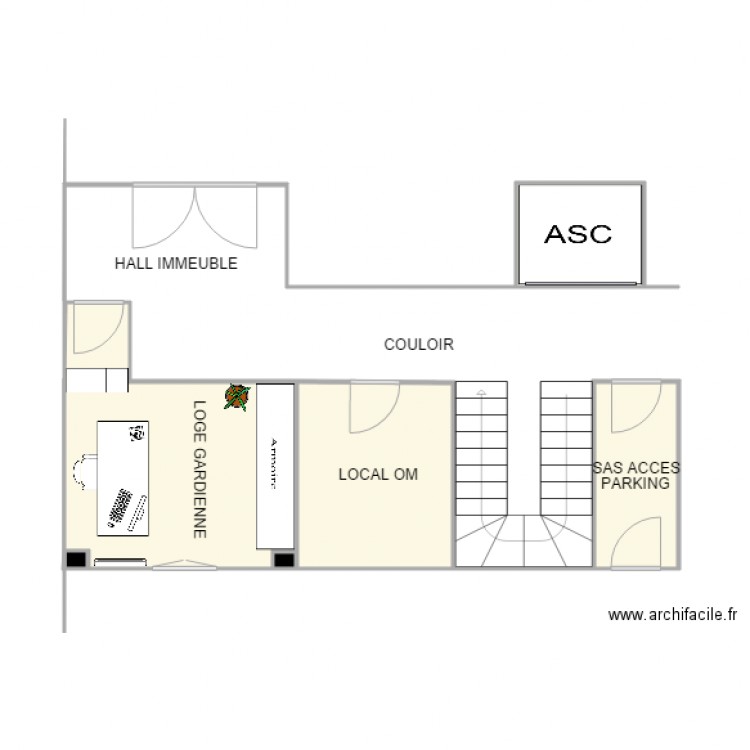 LOGE VINCENNES mur droit 1. Plan de 0 pièce et 0 m2