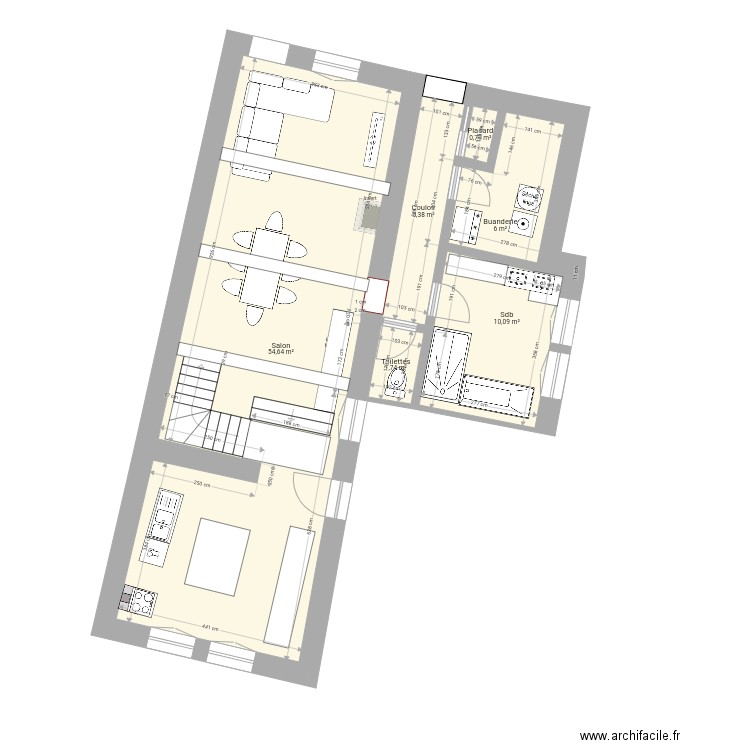 Ça avance1. Plan de 21 pièces et 404 m2