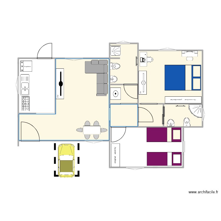 deux ch salon. Plan de 0 pièce et 0 m2
