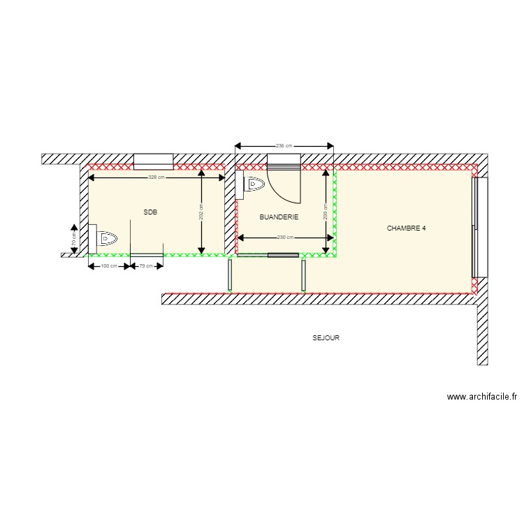 BELMONTE CLOISONS FINAL. Plan de 6 pièces et 23 m2