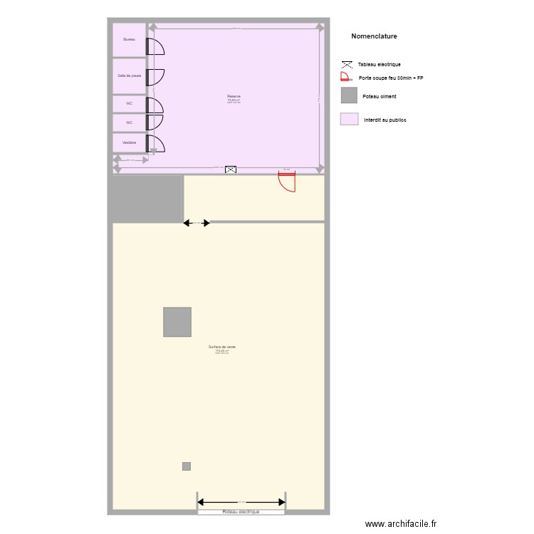 Stock Privé avant projet Bercy2. Plan de 8 pièces et 264 m2