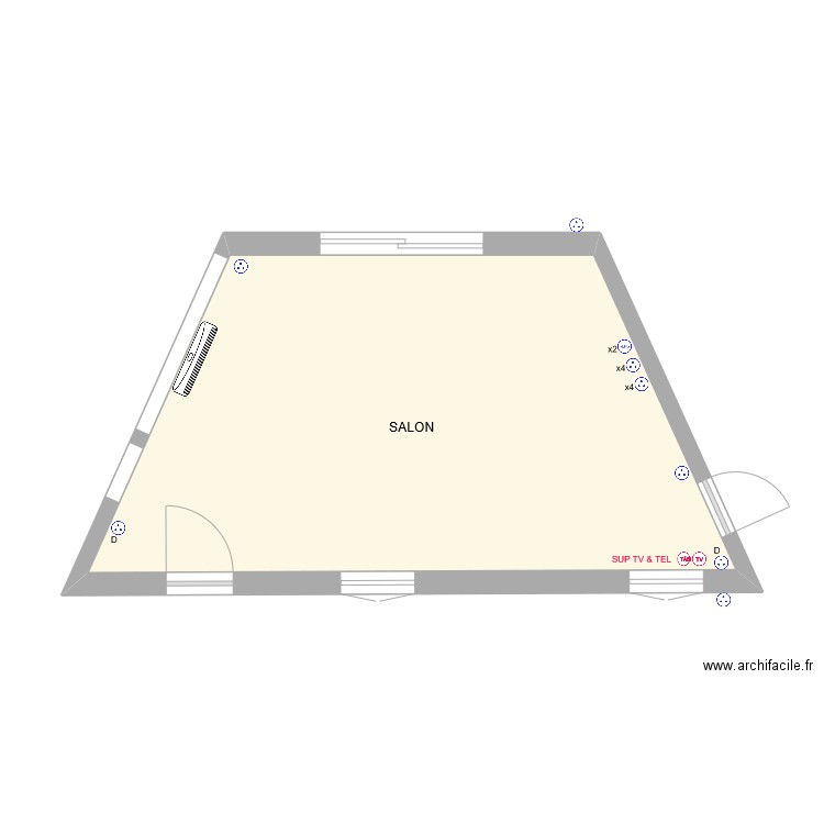 ELEC SALON. Plan de 1 pièce et 29 m2