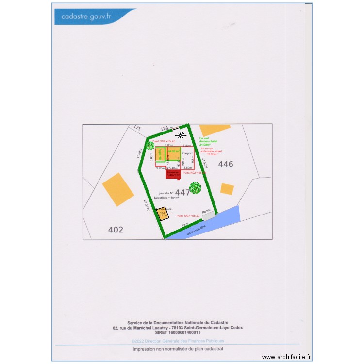 Plan de masse 3D chalet 124. Plan de 3 pièces et 666 m2