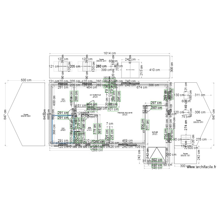 plan 101 m2 en L anti-sismique avec cotes hors garage(1). Plan de 7 pièces et 125 m2