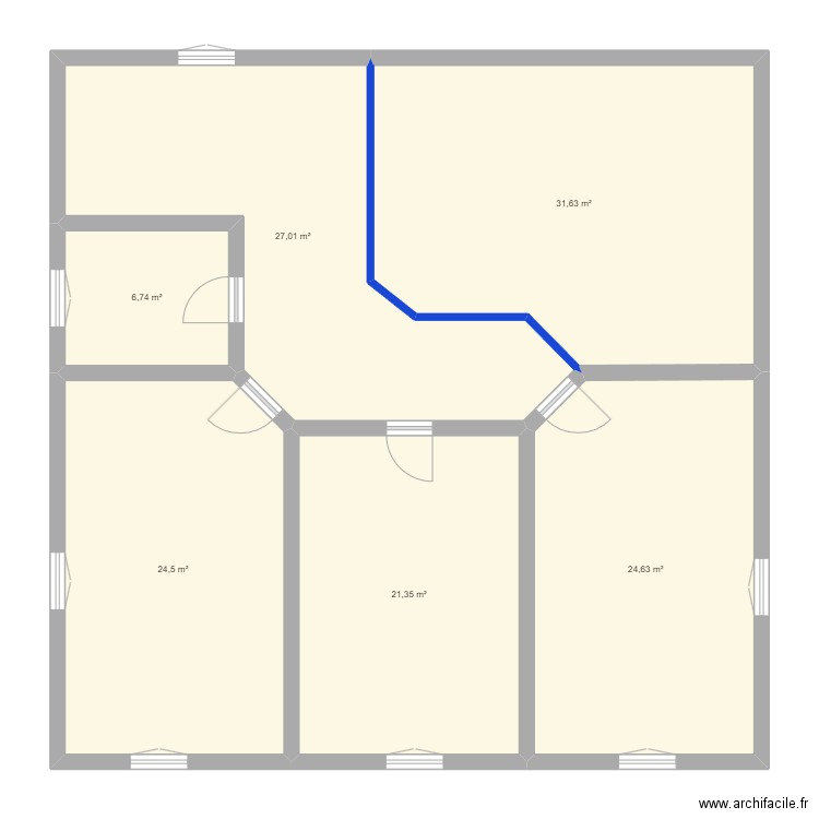 222. Plan de 6 pièces et 136 m2