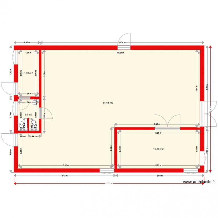 Brasserie 6 sans installations 2. Plan de 0 pièce et 0 m2