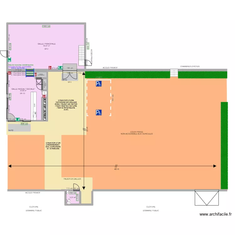 VUE D ENSEMBLE SALLE DE RECEPTION LA FONTAINE DU MONT APRES TRAVAUX. Plan de VUE D ENSEMBLE SALLE DE RECEPTION LA FONTAINE DU MONT APRES TRAVAUX. Plan de