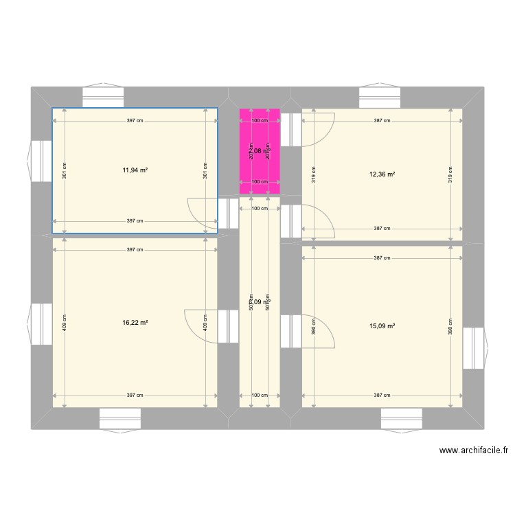 plan RDC. Plan de 6 pièces et 63 m2