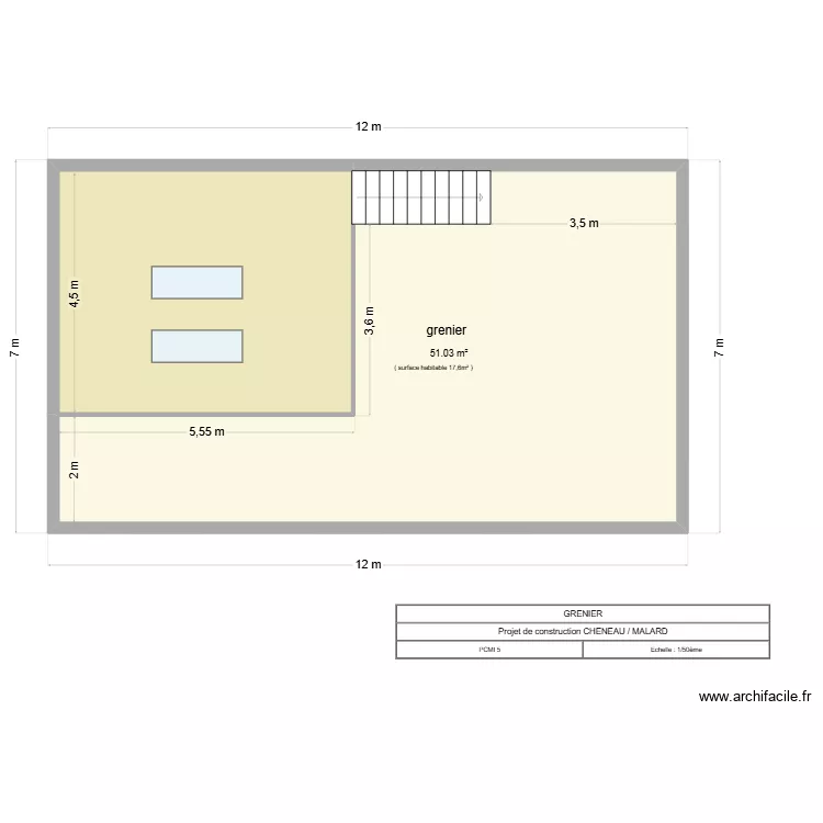 &eacute;tage. Plan de 3  et 153 m²