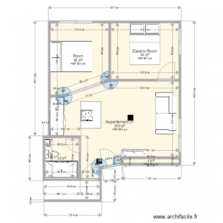 Appartement 01 Modification A. Plan de 0 pièce et 0 m2