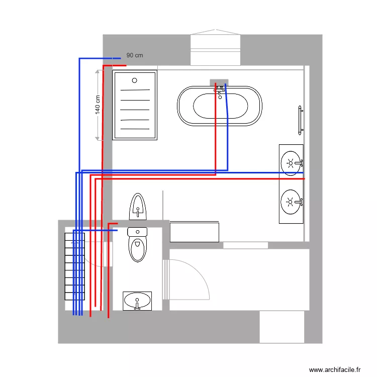 arriv&eacute;e eau plancher hourdis. Plan de 