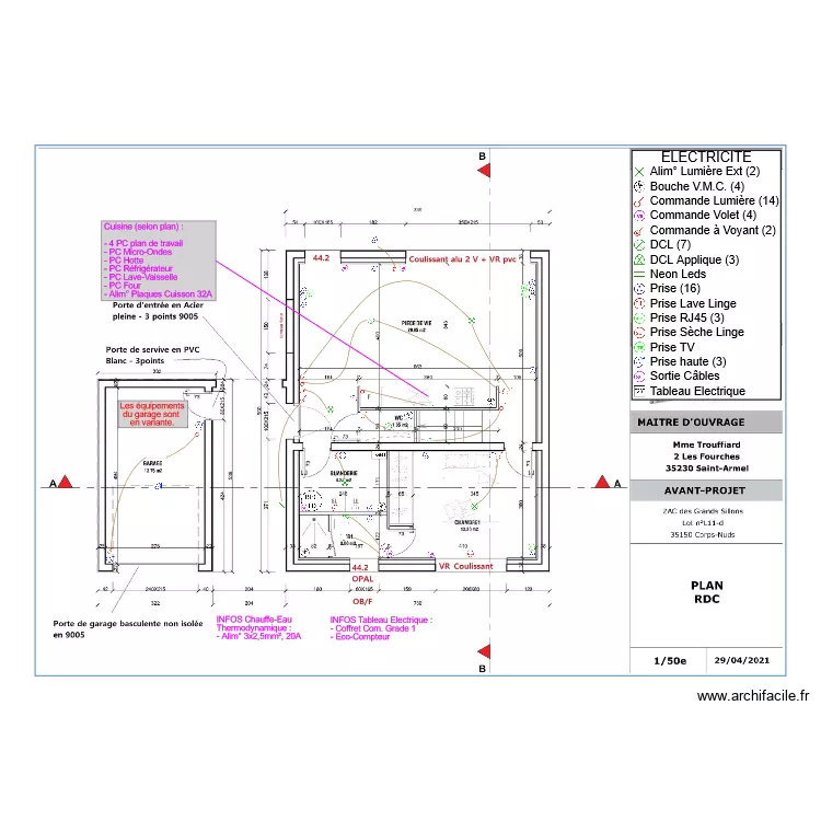 Trouffiard RDC Electricit&eacute;. Plan de 