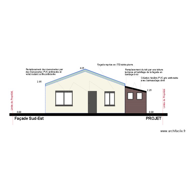 FACADE Sud Est Projet 2. Plan de 0 pièce et 0 m2