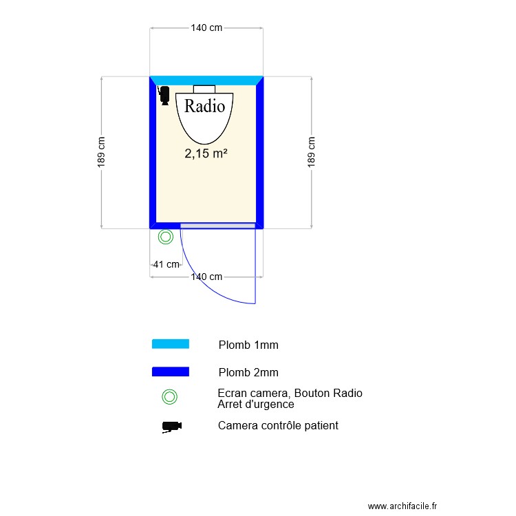 delpuerto. Plan de 1 pièce et 2 m2