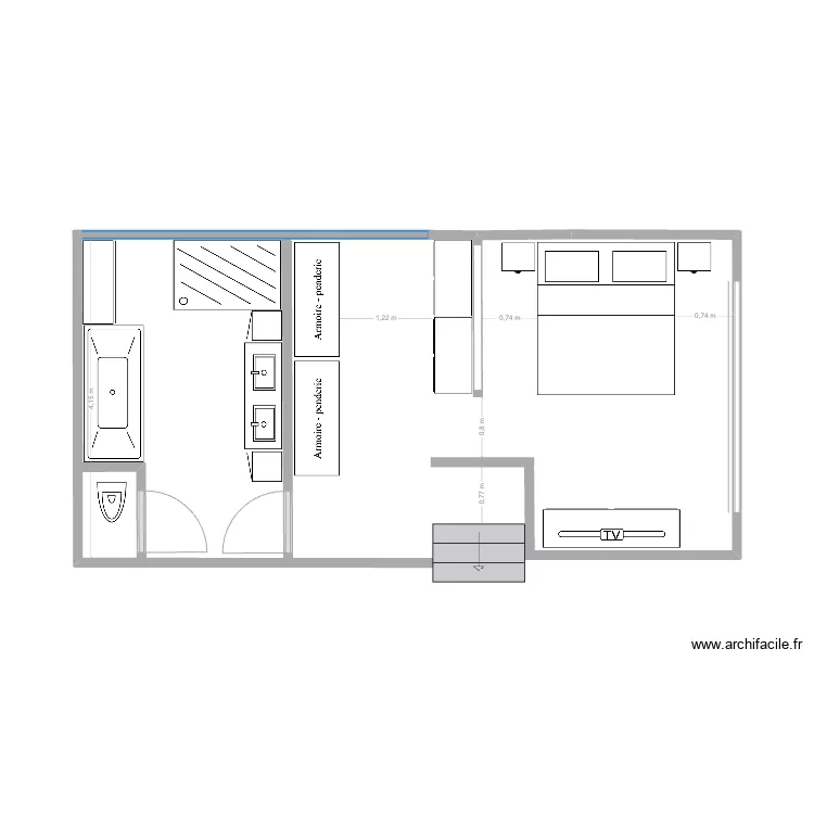 Maison Aische - Sdb, Dressing & chambre parents. Plan de 