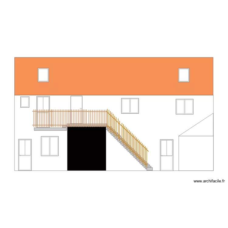 facade arri&egrave;re schemat. Plan de 