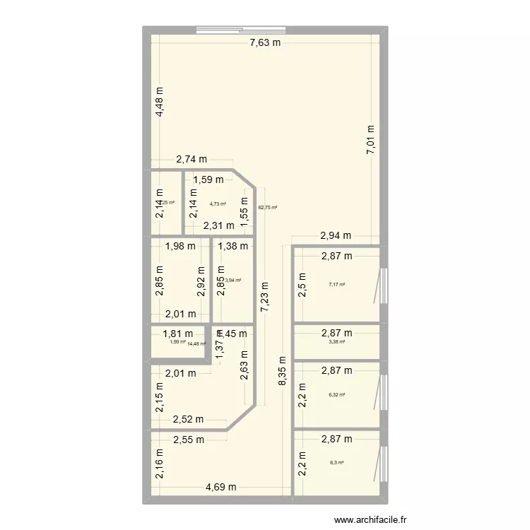 prof yoga. Plan de 10  et 113 m²