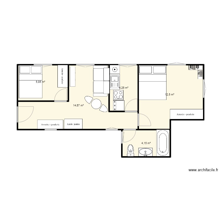 duque de sesto 12 - actuel. Plan de 5 pièces et 41 m2