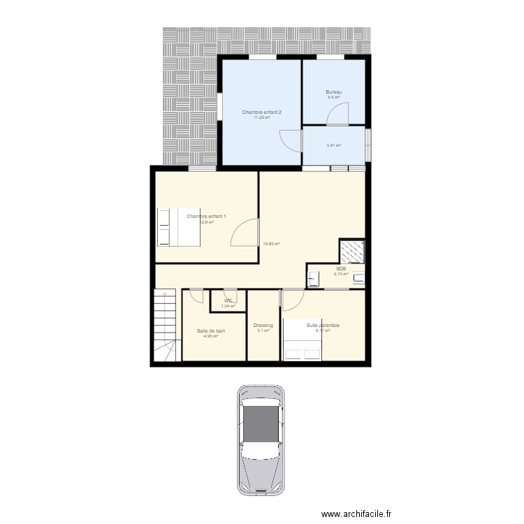 Extension étage. Plan de 0 pièce et 0 m2