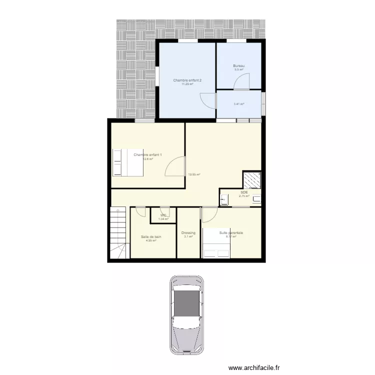 Extension étage. Plan de Extension étage. Plan de