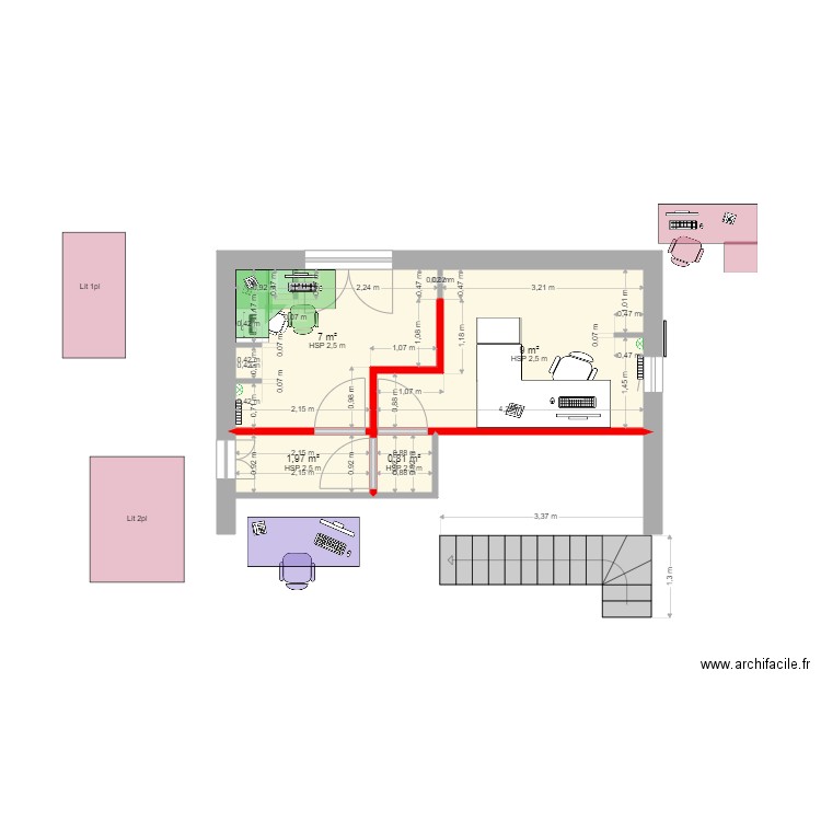 Mezzanine bureaux essai large. Plan de 0 pièce et 0 m2