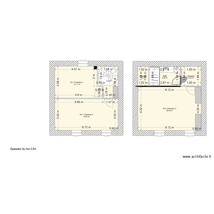 Sainte Colombe plan etage 1 et 2 . Plan de 0 pièce et 0 m2