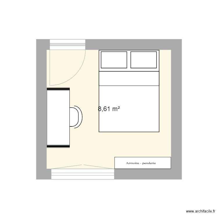 Val chambre. Plan de 1 pièce et 9 m2