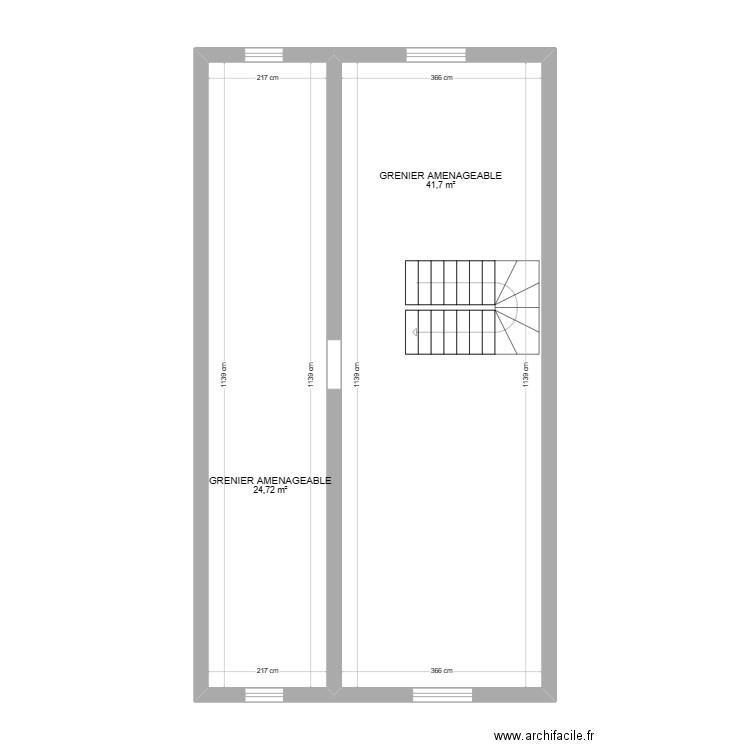 Rominet 33 bisbis. Plan de 2 pièces et 66 m2