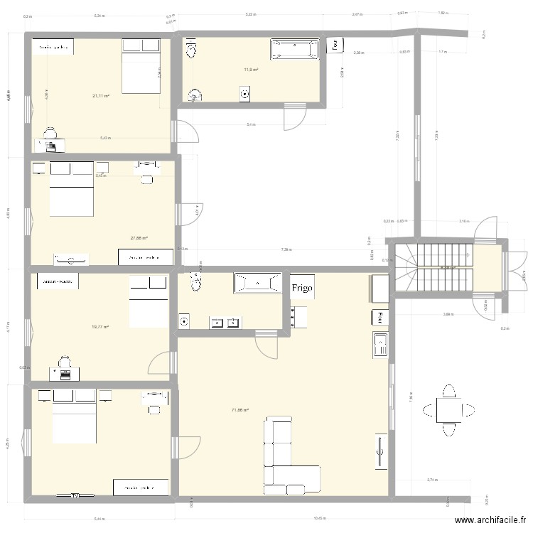 appartement jean linsseau. Plan de 6 pièces et 159 m2