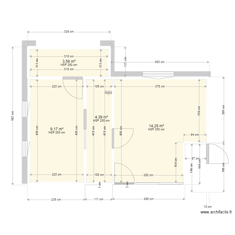 projet amenagement hall entree + verriere simple. Plan de 4 pièces et 31 m2