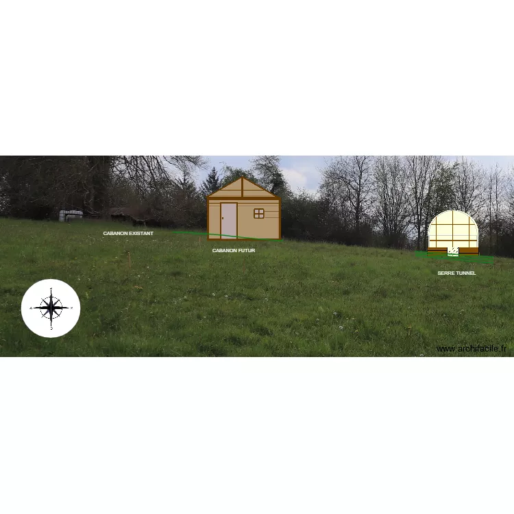 PLAN DE COUPE CABANON et SERRE. Plan de 