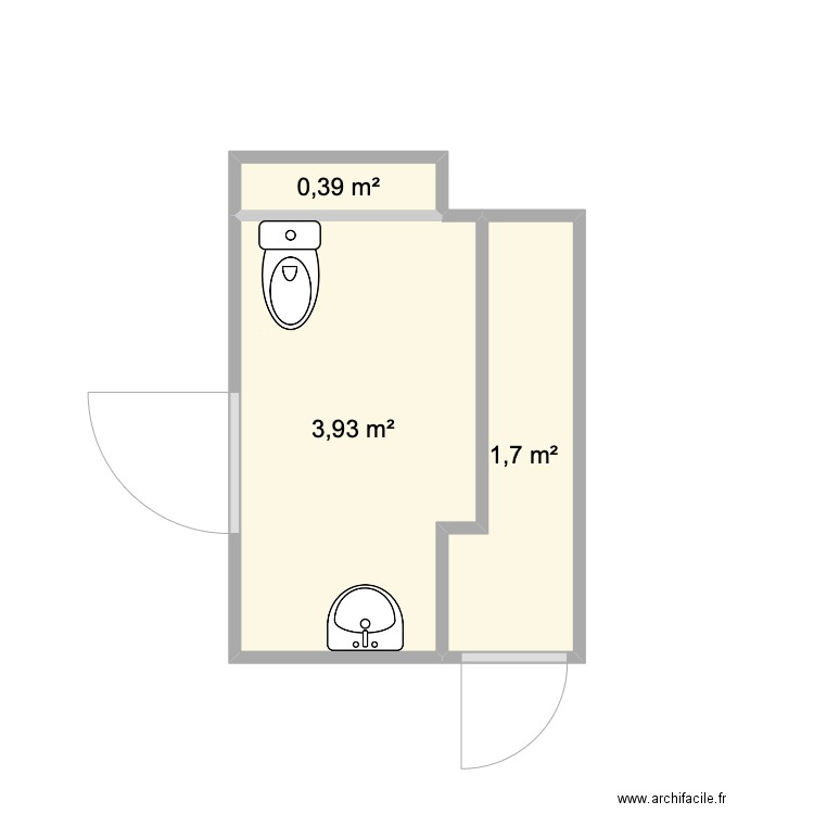 WC ISO 2000. Plan de 3 pièces et 6 m2