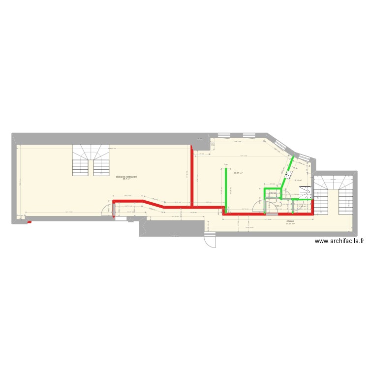 brizeux 1 étage. Plan de 7 pièces et 125 m2