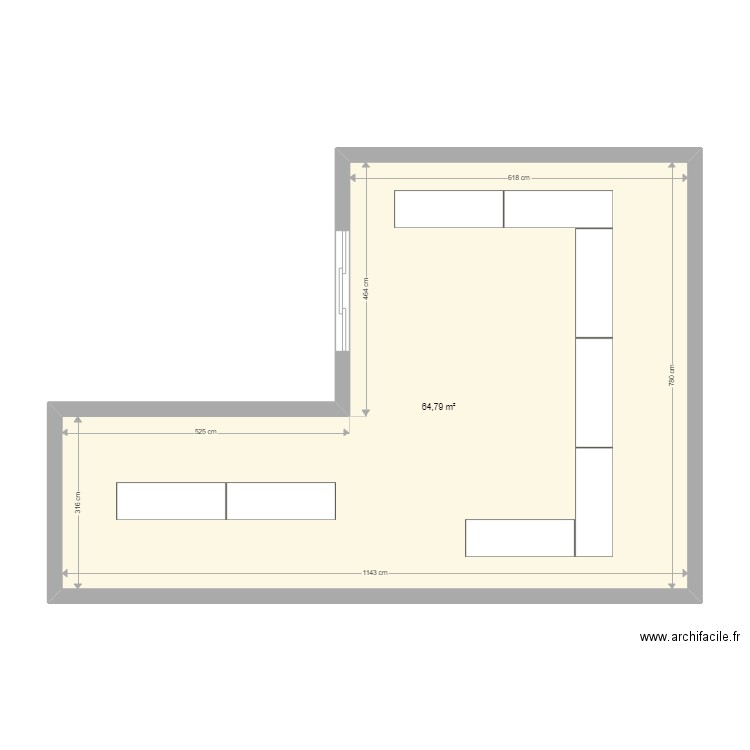 terrassz. Plan de 1 pièce et 65 m2