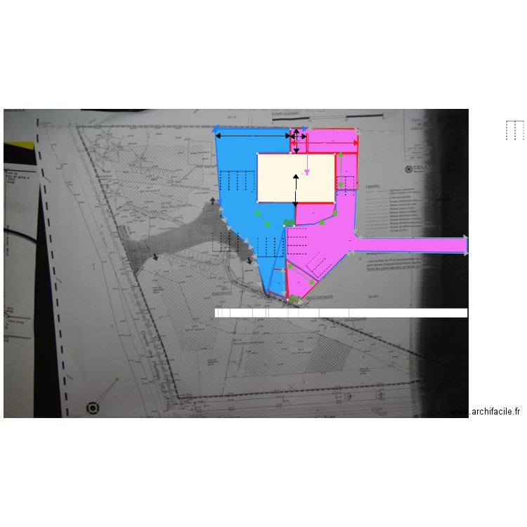 plan bornage lot 366 rose et 360 bleu dans lotissement prévu. Plan de 0 pièce et 0 m2