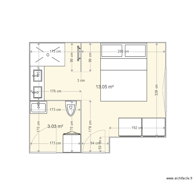 Projet volume cuisine sdb RdC version 2. Plan de 0 pièce et 0 m2