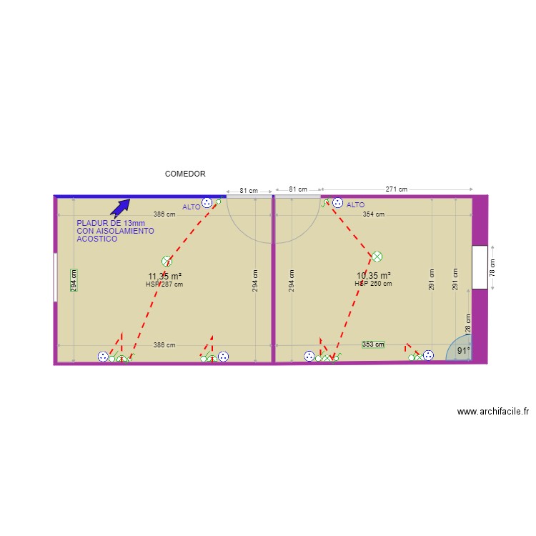 CHAMBRE 1 ET 2. Plan de 2 pièces et 22 m2