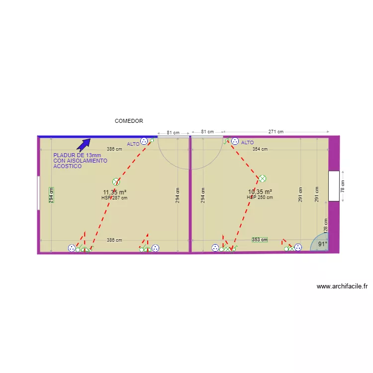 CHAMBRE 1 ET 2. Plan de 