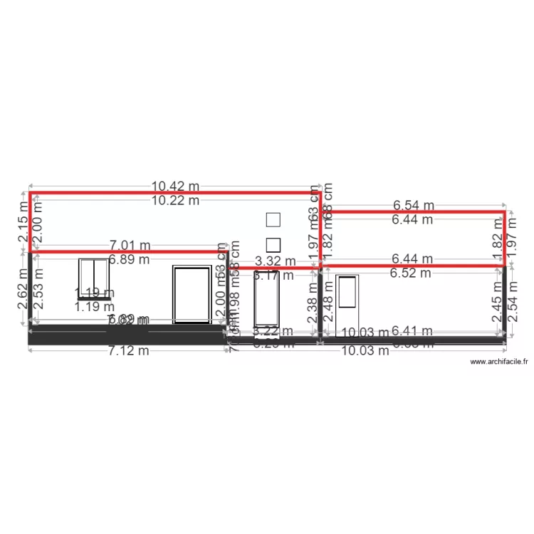 Façade coté jardin. Plan de Façade coté jardin. Plan de