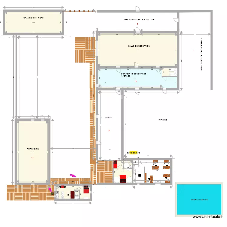 CHAMBRE HANDICAPEE 3 LITS. Plan de CHAMBRE HANDICAPEE 3 LITS. Plan de