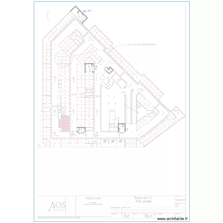 Parking Pr&eacute;fecture. Plan de 